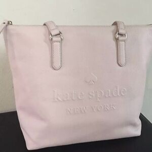 Kate Spade Logo Penny Pink Leather Large Tote